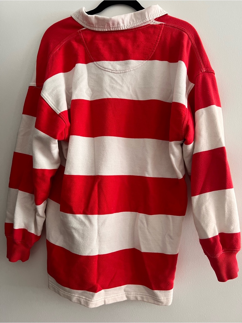 aerie Red and White Wide Stripe Long Sleeve Rugby Tee - Picture 3 of 5